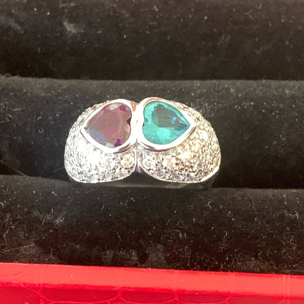 Faceted Heart Jewel Sterling Ring